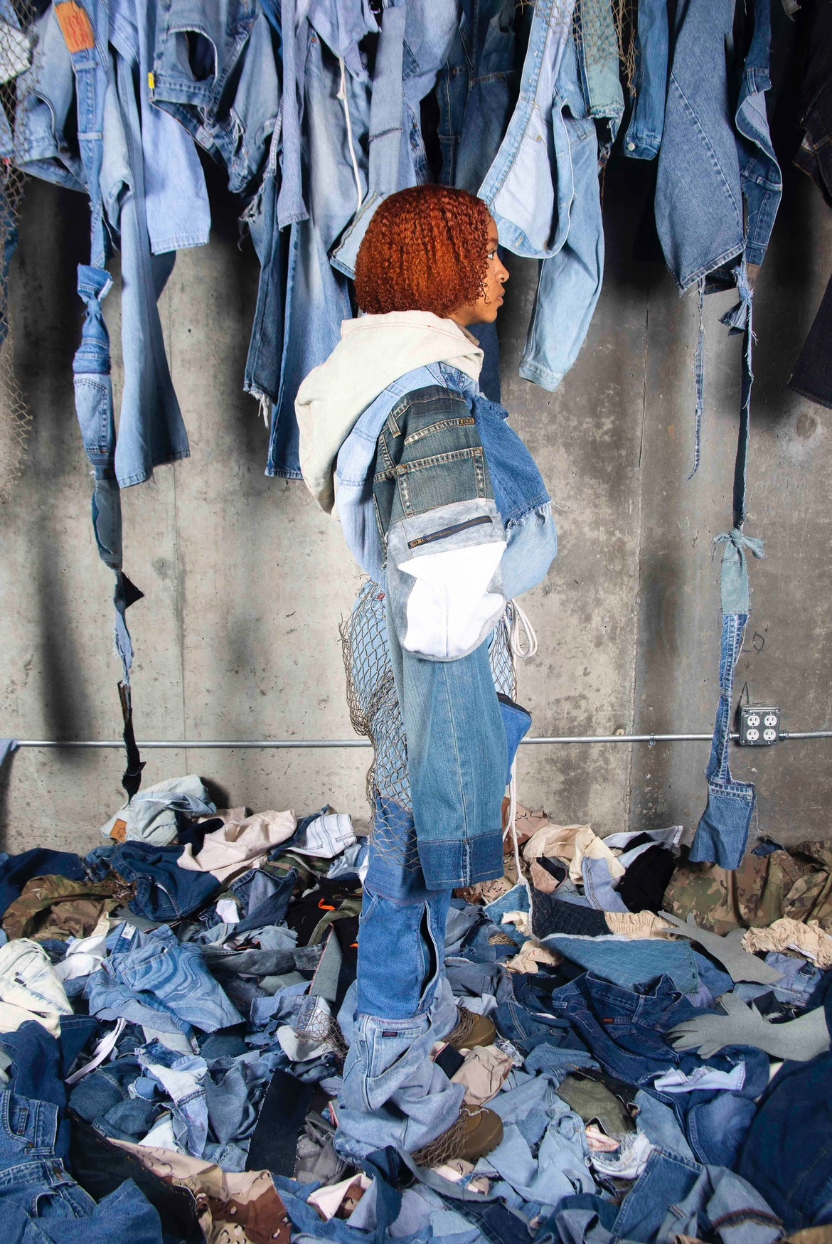 RECONSTRUCTED STACKED DENIM
