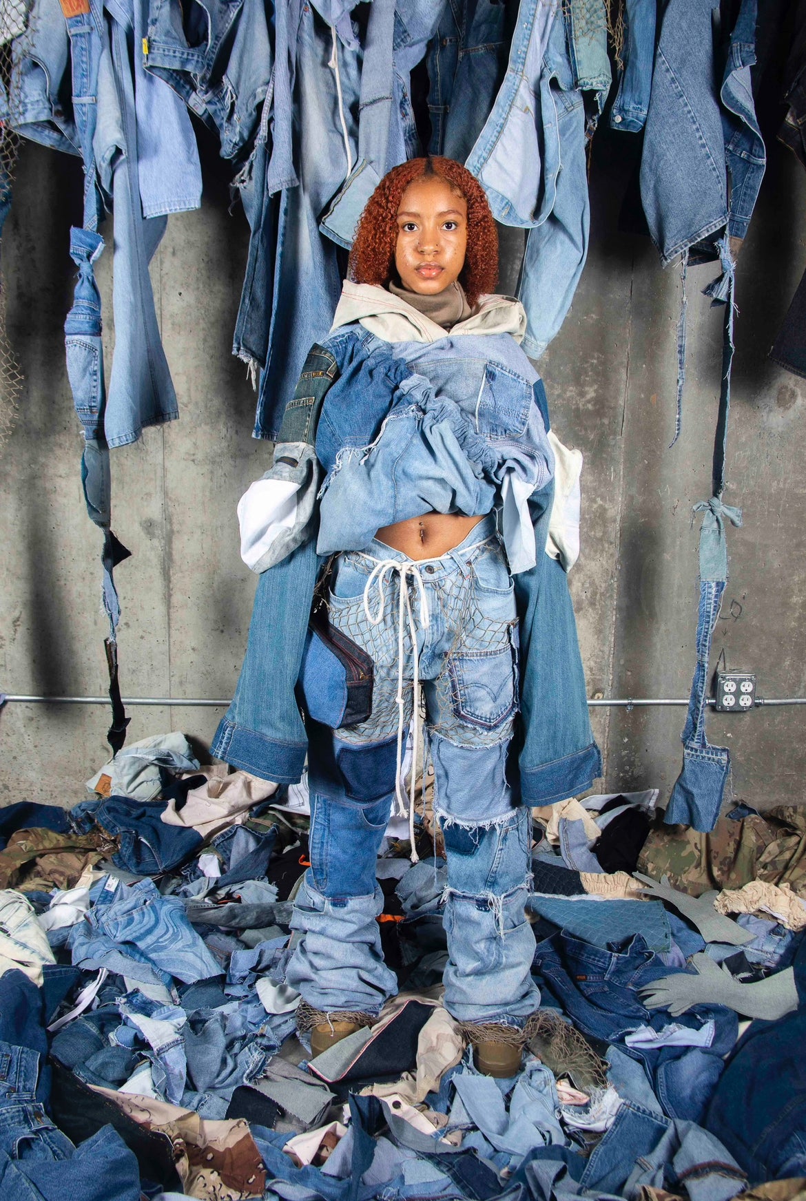 RECONSTRUCTED STACKED DENIM