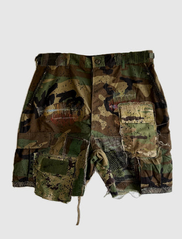 PATCHWORK CAMOUFLAGE SHORTS