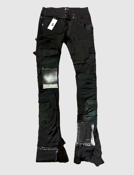 TRIPLE BLACK PATCHWORK DENIM