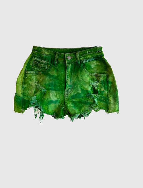 TOXIC GREEN DENIM SHORTS