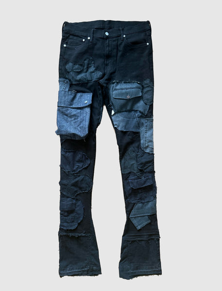 TRIPLE BLACK PATCHWORK DENIM