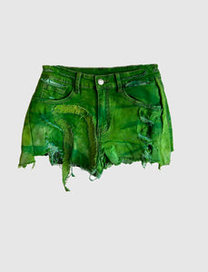 TOXIC GREEN DENIM SHORTS