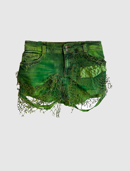 TOXIC GREEN DENIM SHORTS