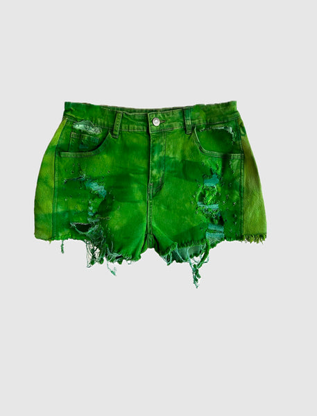 TOXIC GREEN DENIM SHORTS