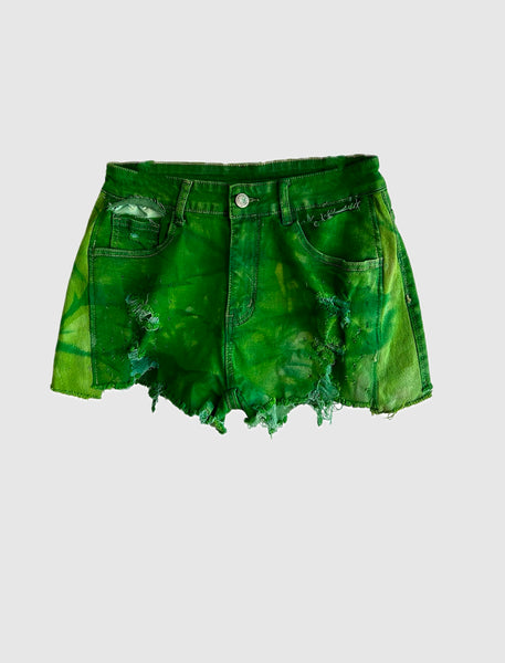 TOXIC GREEN DENIM SHORTS