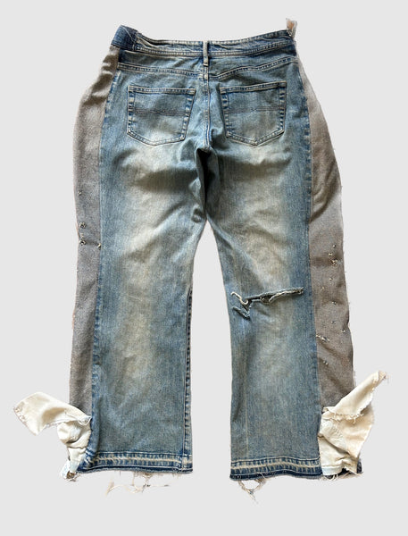 MUD WASH PLEATED DENIM