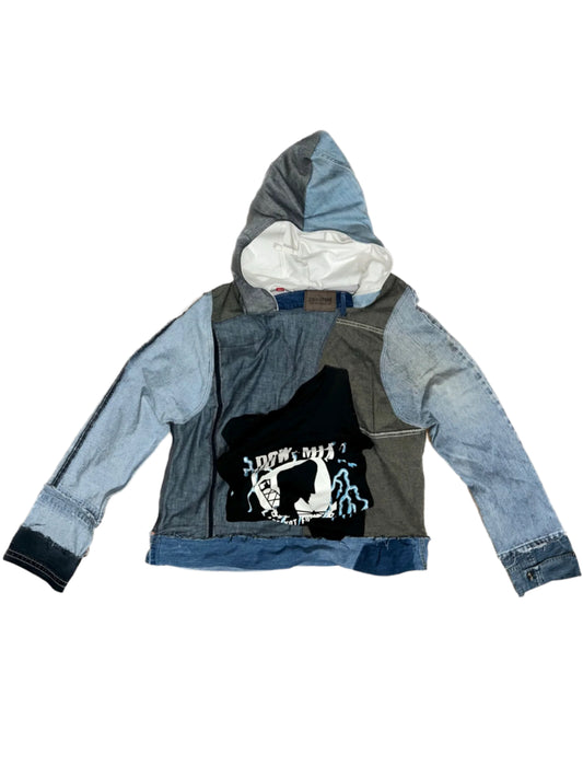 RECONSTRUCTED DENIM HOODIE