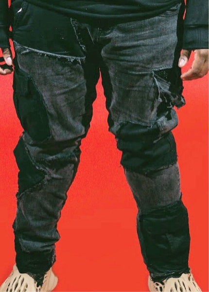 TRIPLE BLACK PATCHWORK DENIM